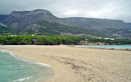 beach sea water trees mountain clouds landscape nature bol brač island adriatic dalmatia croatia