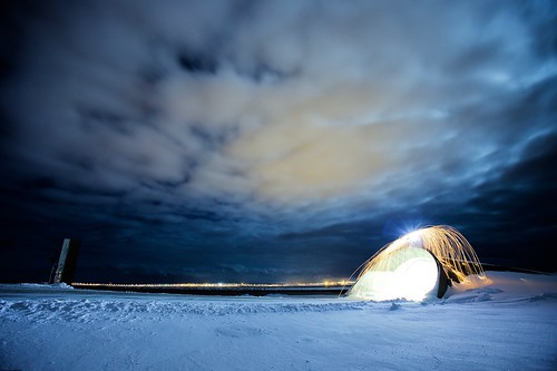 vardø finnmark norway nightscape moonlight clouds tunell sparks lightpaint