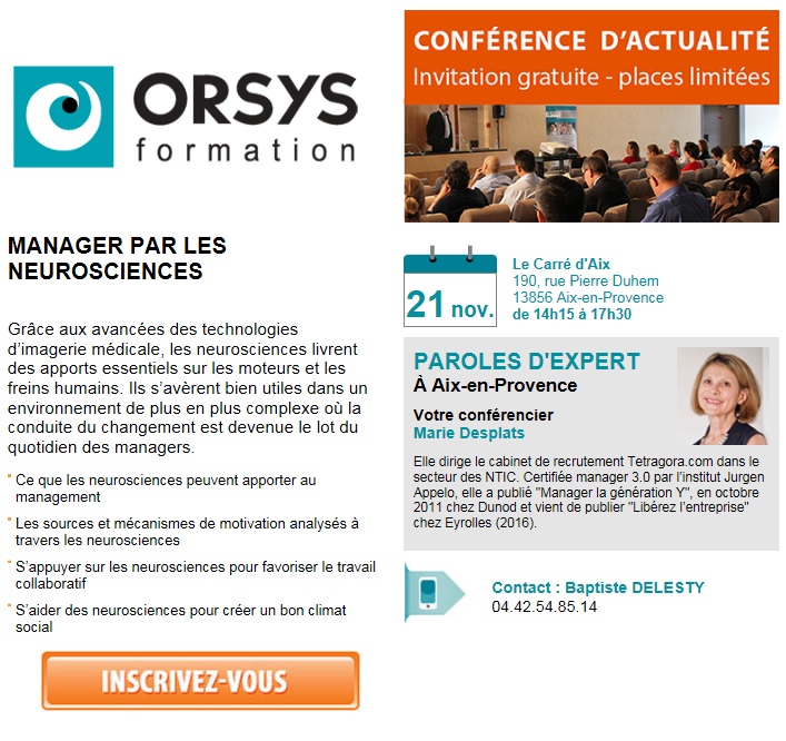 #CONFMGRNEURO_Conférence ORSYS_Manager par les neurosciences_21 novembre 2017