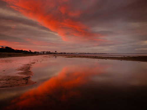 beach sunrise burnhamonsea seaside england somerset clouds uk red
