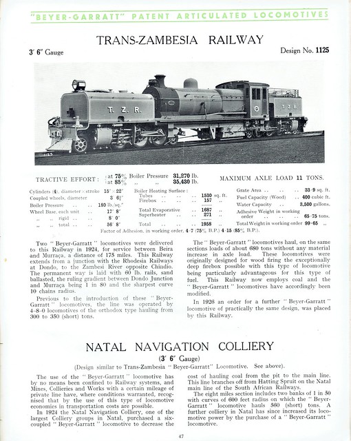 Beyer Peacock Locomotive Works - Beyer Garratt Catalogue 1931
