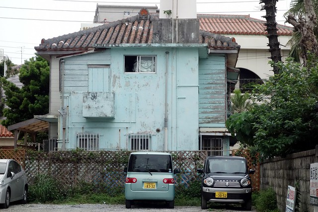 Turquoise House and Car (Naha, Okinawa, Japan)