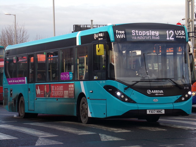 Arriva the Shires ADL Enviro 200MMC 3118 YX17 NNC on route 12 to Stopsley
