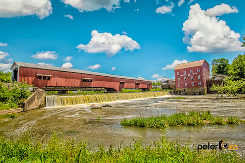 Bridgeton Mill and Covered Bridge in Bridgeton, Indiana - Built in 1868, burned down by arson in 2005 and rebuilt in 2006. by Peter Ciro Photography, Bridgeton Mill and Covered Bridge in Bridgeton, Indiana - Built in 1868, burned down by arson in 200
