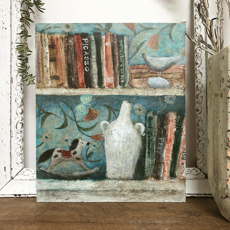 Acrylic Original Painting Bookshelf With Bird And Horse Flickr