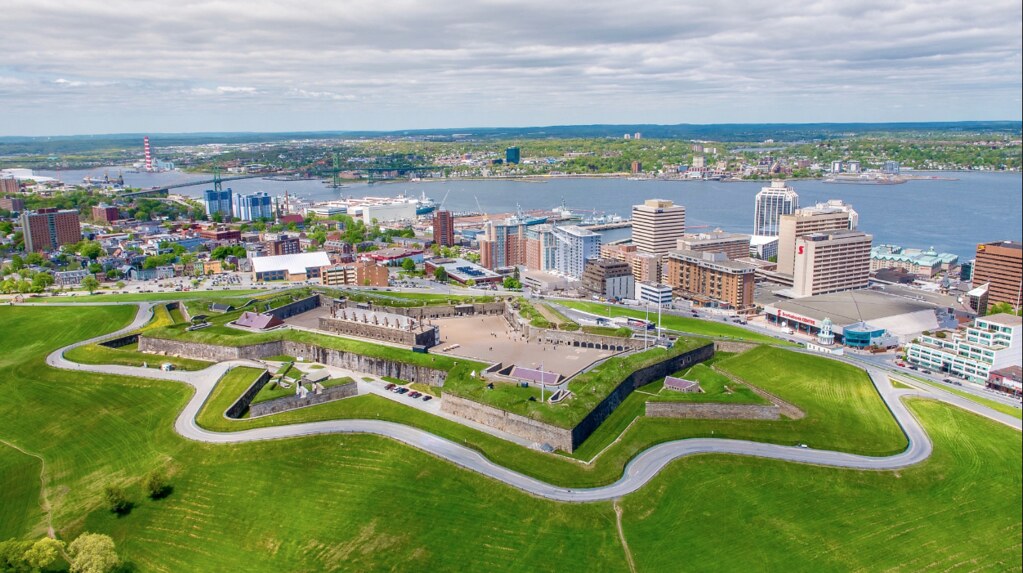 citadel hill and a view of the waterfront in Halifax, Nova Scotia