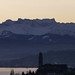 Thalwil and Glärnisch sunrise Swiss Alps Switzerland