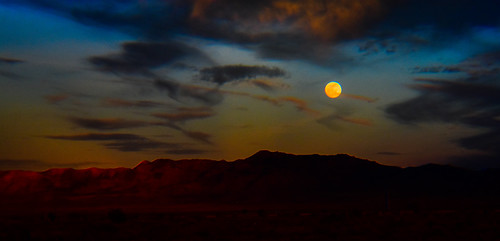 Pre Full Moon by Douglas H Wood, At 97% waxing Looking for a Spot off old AZ 66 to capture the Full Moon on January 31.97 waxing rte6