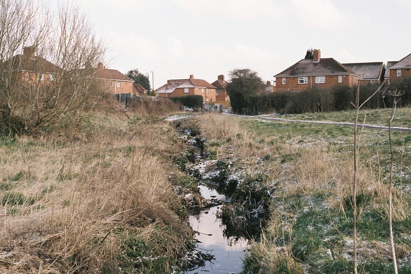 Looking back to the start of the River Trym, in Southmead