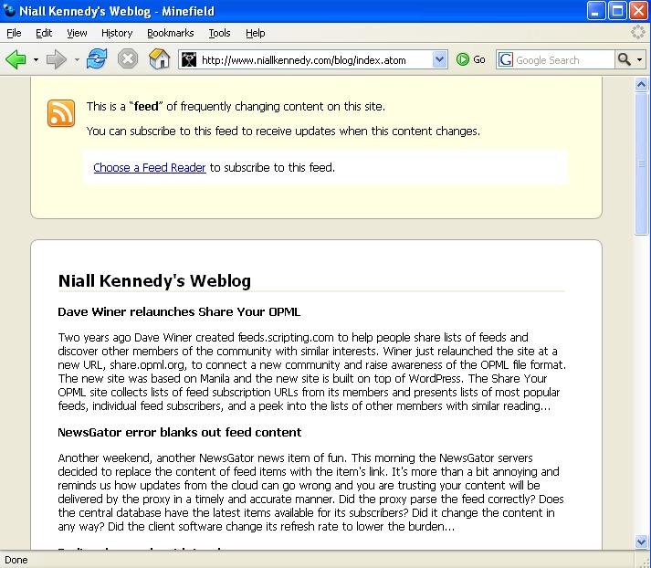 Firefox 2.0 feed preview