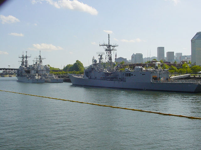United States Navy Warships With Barrier at Portland's Rose Festival in 2003