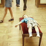 Sleeping child in museum
