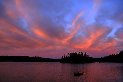 5h30 Sunrise on Lake Mush, Québec, Canada. by gino carrier