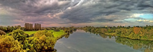 deutschland hessen hanau grosauheim main flus panorama river germany baum gras himmel wasser hdr