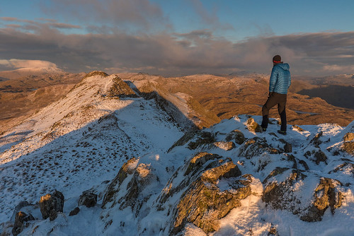 mountain snowdonia landscape figure wales northwales cnicht ridge summit sunset sunlight mountains hillwalker hiking