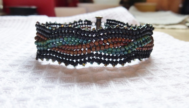 Cabled Herringbone Bracelet with youtube Link to Tutorial