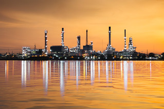 Petrochemical plant area at sunrise