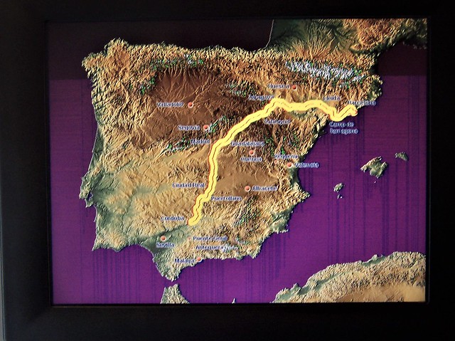 Screen map of Spain on train - showing part of the journey