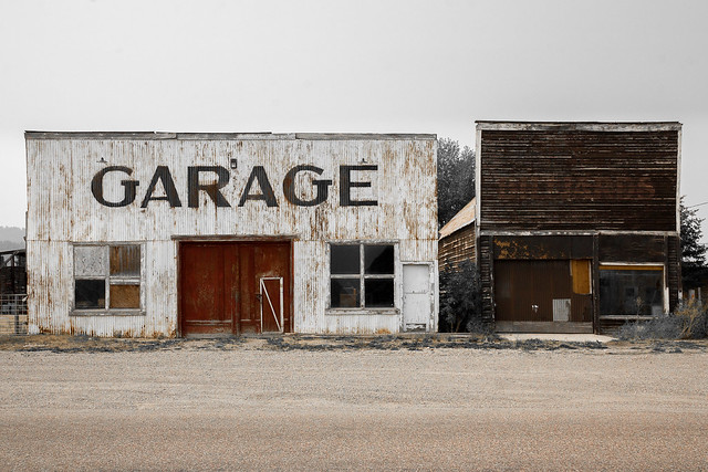 Rusty old garage in Freedom, Idaho