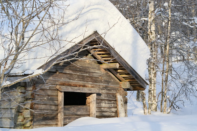 Woodshed in winter