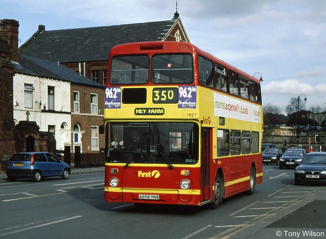 A658 HNB First Pennine 7627 Leyland Atlantean with Northern Counties body at Ashton March01 (Copy)
