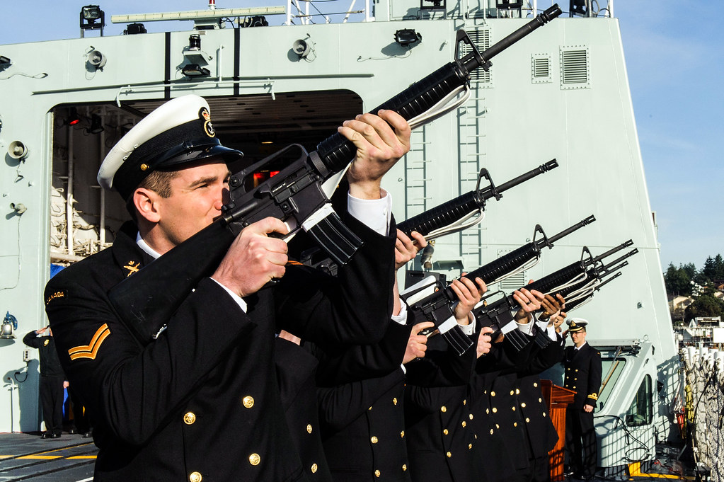 21 Gun Salute, Leading Seaman Graham (foreground) and a par…
