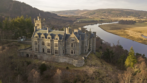 carbisdale castle sutherland sunset mavic pro drone uav scotland forest kyle river