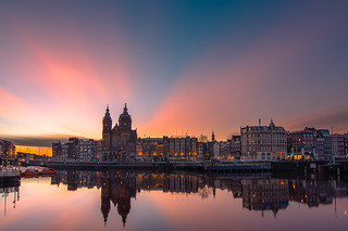 Central Amsterdam during sunrise
