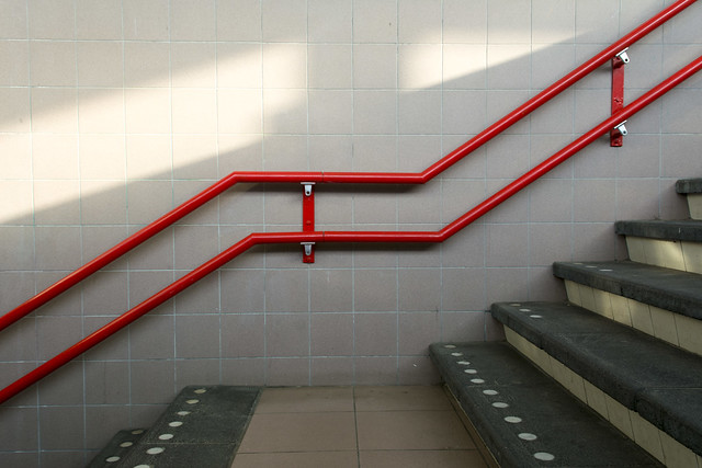 Red handrails