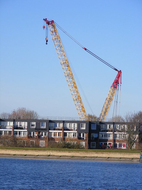 Weldex crawler crane, Tottenham Ferry Lane estate