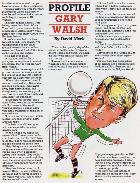 Profile on Gary Walsh - Utd Review, 31st August 1987 #mufc