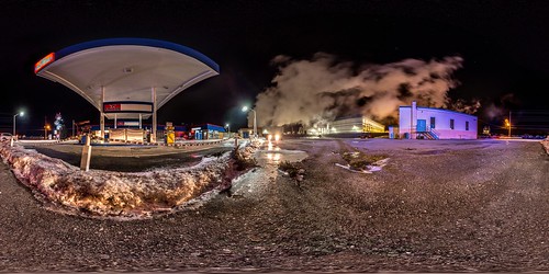 industrial road traffic panorama vr spherical steam smoke night ice