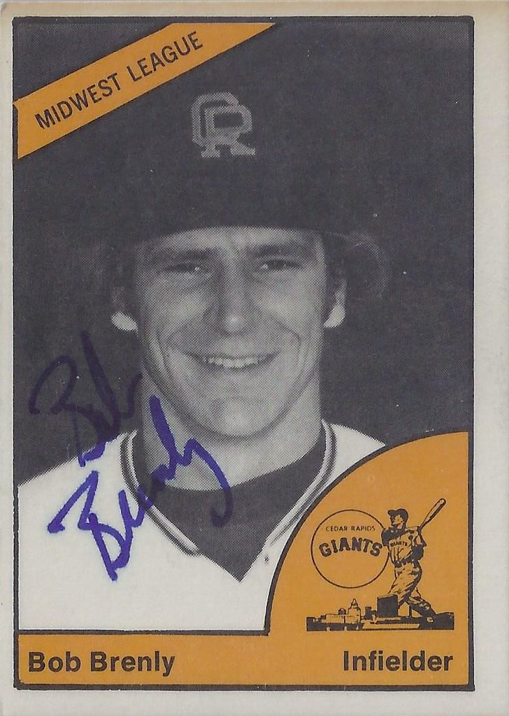 1977 TCMA - Bob Brenly #2 (Infielder) - Autographed Baseball Card (Cedar Rapids Giants / Midwest League)