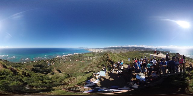 View from the Diamond Head Summit Lookout - a 360° Equirectangular VR (Insta 360)