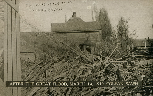After the Great Flood, Inland Bridge, March 1, 1910 - Colfax, Washington