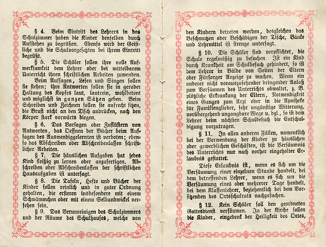 Zeugnisbüchlein mit Schulordnung 1895 -1902 für badische Volksschulen, 2