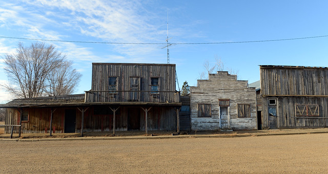 Abandoned buildings, Main Street, Morristown, South Dakota