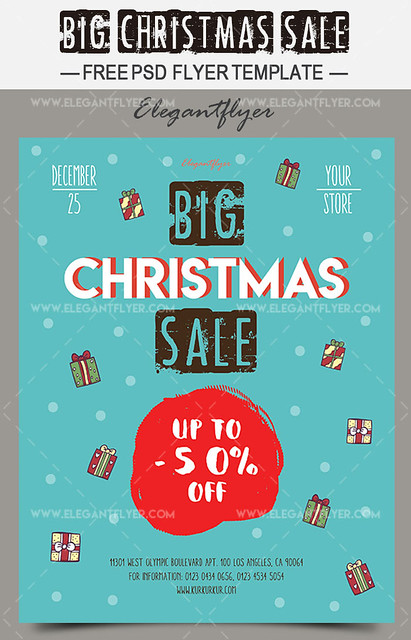 Big Christmas Sale – Free Flyer PSD Template + Facebook Cover