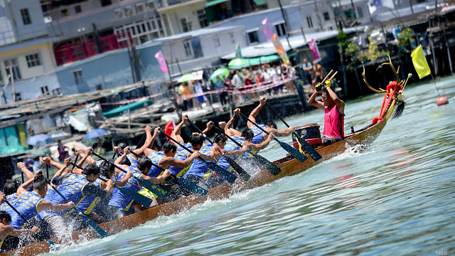 Dragon Boat Race Day 2015 in Tai O , Lantau Island , Hong Kong