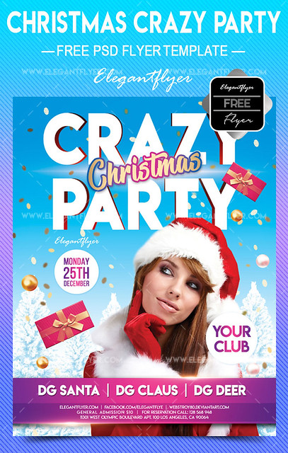 Free Christmas Crazy party – Flyer PSD Template + Facebook Cover
