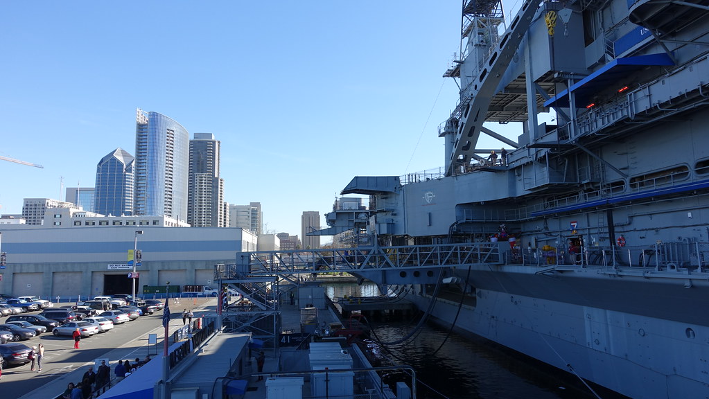 Port Side of the USS Midway Aircraft Carrier in San Diego Harbor
