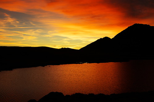 sunset lake sky mountain pirin bulgaria