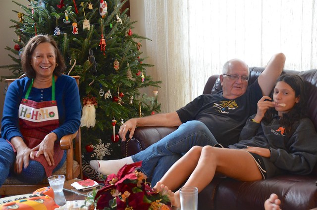 Sophie & Grandparents On Christmas Eve