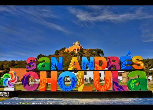 sign puebla mountain church cholula mexico travel temple religion landmark tourism architecture remedios catholic city yellow colonial hill cathedral mexican cholulteca village pyramid ancient ourladyofremedies dome outdoors sanandres samantoniophotography