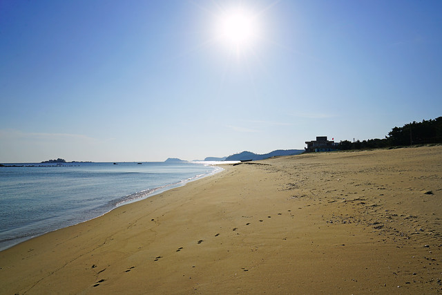 Sunny day on the beach in North Korea