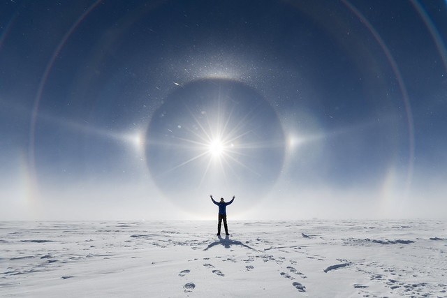 Fanfare for the common man.  Sun dog, halos and a parhelion at the South Pole