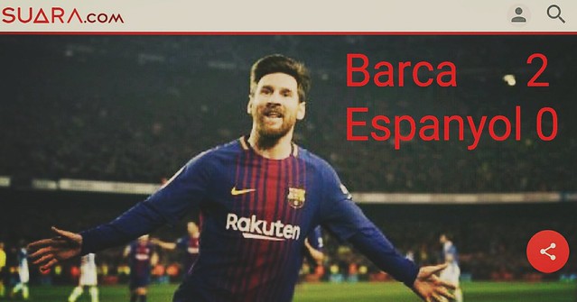 Barcelona menang 2-0 atas Espanyol, dan unggul agregat 2-1. Selamat Barca lolos ke semifinal copa del rey #copadelreyquarterfinals  #copadelrey2017  #barcelonagram  #barcelonaespanyol  #barca  #messi  #coutinho
