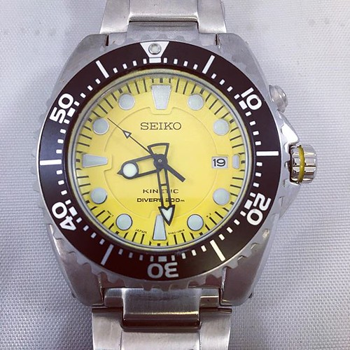 SEIKO Kinetic Scuba Diver 200m Yellow Face Bezel 5M62-OBLO… | Flickr