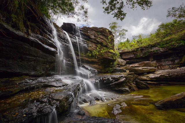Waterfall in Caño Cristales - sierra la Macarena - Llanos, Colombia