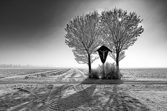 The wayside cross b&w